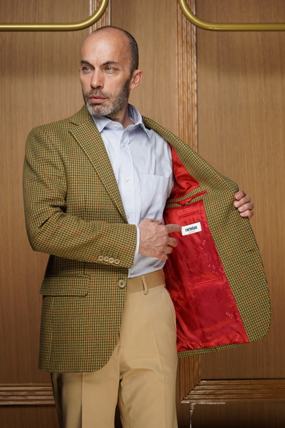 Veste tradition pied de poule verte & beige VTH607